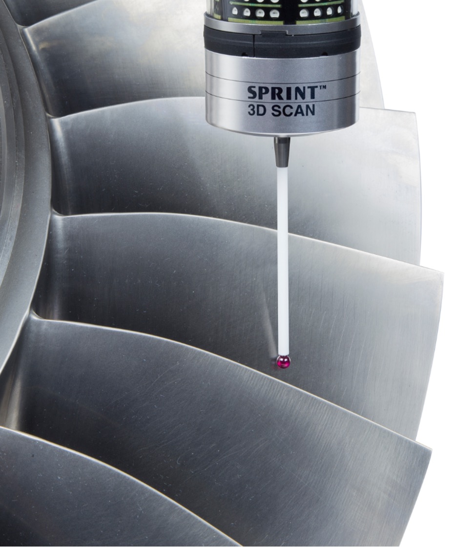 3D scanning of parts driven by Renishaw Productivity+  Scanning Suite provides toolkits for adaptive scanning and cutting of unique surface topologies. (Image courtesy of Renishaw)